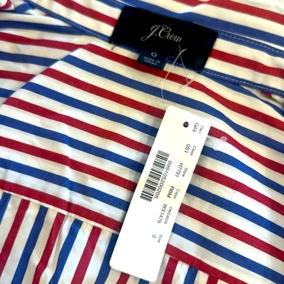 J. Crew NWT Shirt Dress Red White Blue Cotton Stripe Dress 0 - Picture 3 of 8